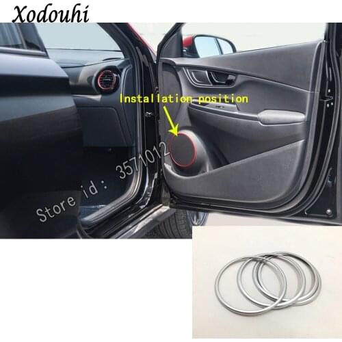 For Hyundai Kona Encino Kauai 2017 2018 2019 2020 Car Sticker Cover Detector Inside Audio Speak Sound Ring Circle Trim Parts