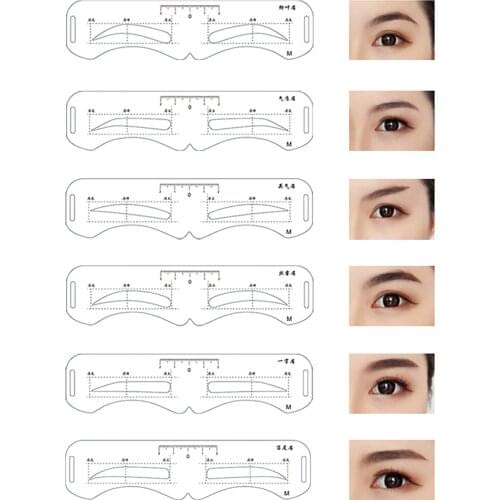 6pc/Set eyebrow shaping stencil Eyebrow Stencil With Strap 6 Styles Arched Eyebrow Stencil Eyebrow Card Shaper Kit Beauty Tool