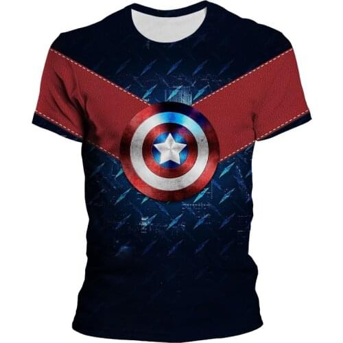 Disney Marvel Avenger 3D Print T-shirt Men Clothes Superhero Captain America Shield Logo Printing T Shirt Summer Childrens Tops