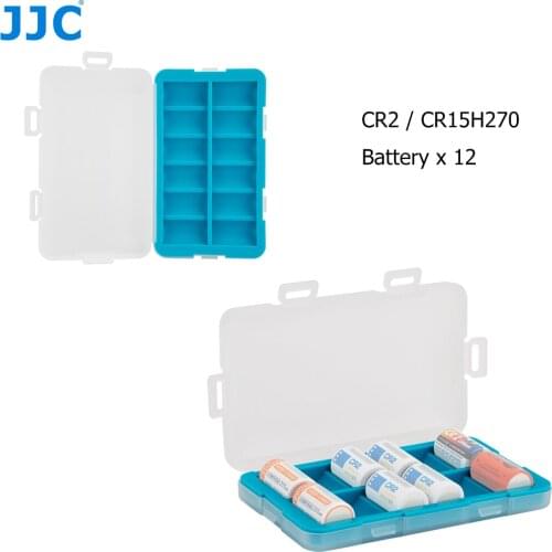 JJC 12 Slots Battery Case Holder Storage Box for CR2 CR15H270 Battery, PP Shell Water-Resistant Holder Cover Organizer