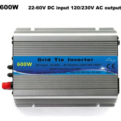 600W MPPT micro Grid Tie Inverter 30V 36V Panel 72 Cells Function Pure Sine Wave 110V 220V Output On Grid Tie Inverter 22-60V DC