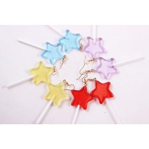 Fashion Star Lollipop Earrings Women Earring Resin Craft Candy Lollipop Bff Friendship Drop Earrings For Girl Children Jewelry