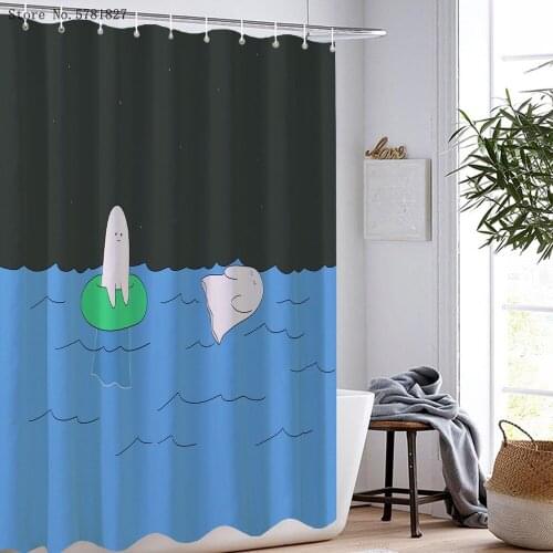 Cartoon Anime Shower Curtain 3D Print Artistic Illustration Bathroom Curtains Polyester Fabric Bath Home Custom Bath Curtain
