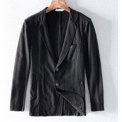55% Linen 45% Cotton Breathable Anti-static Cool Man Suit Jacket Quality Casual Male Spring Autumn Single Breasted Men Blazer