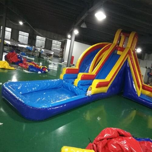 Inflatable amusement center park swimming pool with slide and climbing wall