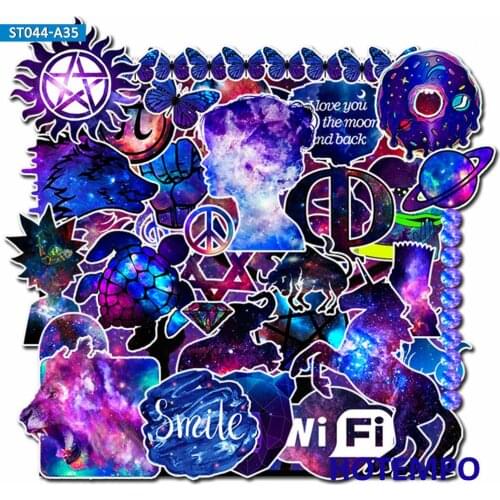 35pcs Galaxy Stars Fantasy Mixed Style Stickers for Mobile Phone Laptop Luggage Guitar Case Skateboard Fixed Gear Bike Stickers