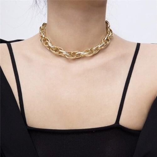 Punk Lock Choker Necklace Pendant Women Collar Statement Brand Gold Color Chunky Thick Chain Necklace Steampunk