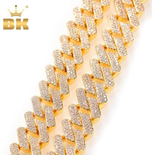 The Bling King Factory 18mm 3row CZ Cuban Link Necklace Gold Luxury Copper Micro Paved Stones Choker Punk Jewelry China