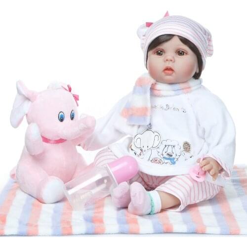 NPK 55cm Realistic Reborn Baby Doll Soft Silicone Stuffed Lifelike Baby Doll Toy Ethnic Doll For Kids Birthday Christmas Gifts