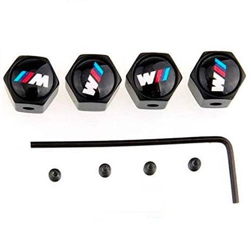 Tapon Antirrobo De Aluminio Para Valvula De Neumatico Compatible Con Bmw Logo M (4 Uds) Negro