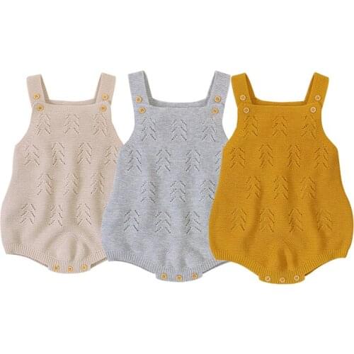 Spring Autumn Newborn Baby Boys Girls Sleeveless Solid Color Knitting Jumpsuit Baby Boys Girl Knitting Bodysuits Baby Clothes