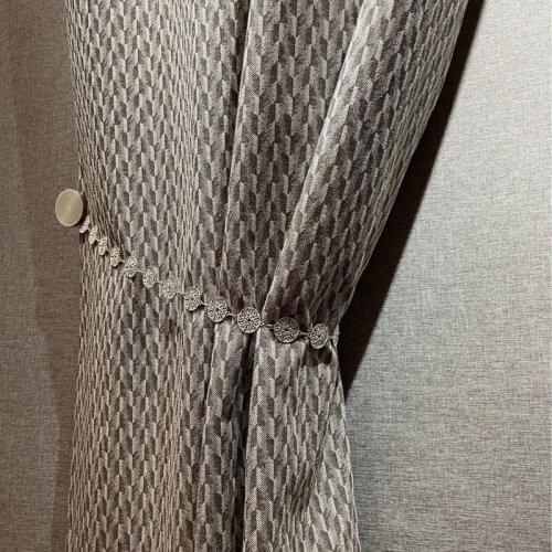 High-end Gray Jacquard Curtains High Shading Nordic Simple Cotton Linen Curtains for Living Room Bedroom Elegant Fashion Curtain
