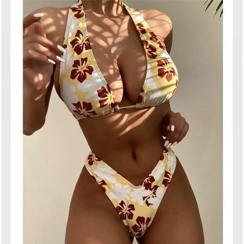 Yellow Bikini Swimwear Sexy Swimsuit Bathing Suit Biquini Cintura Alta Swimming Suit for Women Maillot De Bain Femme Swim Suit
