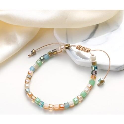 1 pcs adjustable length cubic crystal beaded bracelets for women handmade jewelry