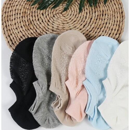 DONG AI hollow flowers and womens socks invisible transparent cool and breathable