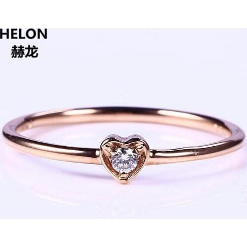 Solid 14k Rose Gold Women Engagement Wedding Ring VVS/G F Moissanites Annivesary Party Fine Ring Heart