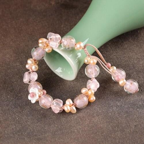 1 pcs Pink Ancient Bead Bracelet Chinese Style Hand Decoration Jewelry Daily Cosplay Prop Jewellery Women Girl Gift
