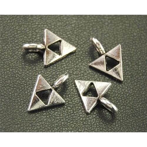 100pcs Silver Color Hollow out triangle Charm Bracelet Necklace Jewelry Making Handmade DIY 15x10mm A1904