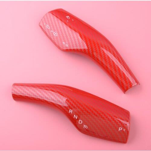 2pcs/set Steering Wheel Paddle Shift Trim Cover ABS Red Carbon Fiber Style Fit for Tesla Model 3 Y 2019 2020