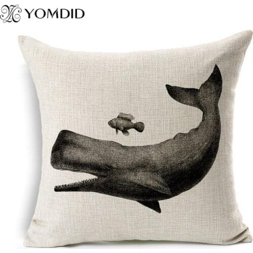 2016 Sea park linen cushion creative shells/fish home decor pillow blue ocean animal capa travesseiro