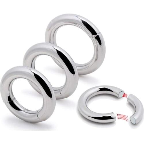 3 Size For Choose Heavy Duty Male Magnetic Ball Scrotum Stretcher Metal Chastity Penis Cock Ring Delay Ejaculation BDSM Sex Toys