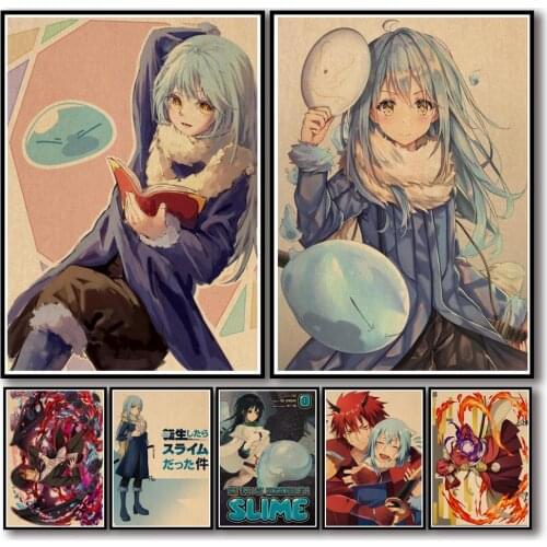 50 Designs That Time I Got Reincarnated As A Slime Kraftpaper Poster HomeDecal Painting Wall Sticker for Coffee House Bar