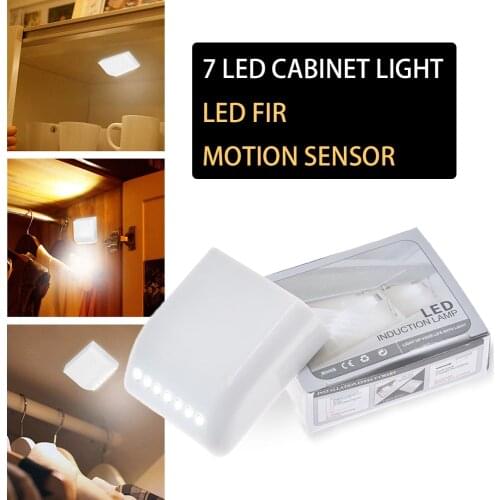 7 LED PIR LED Motion Sensor Light Cupboard Wardrobe Bed Lamp LED White light Under Cabinet Night Light For Closet Stairs Kitchen