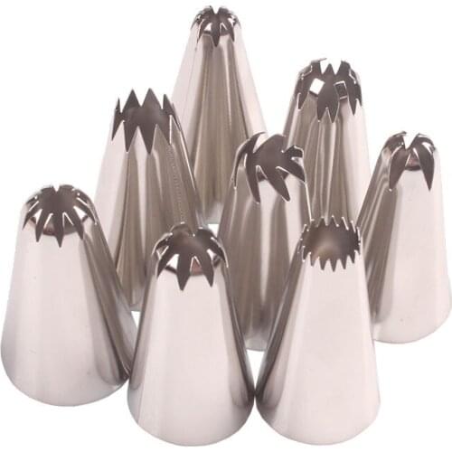 8Pcs Russian Pastry Nozzles Stainless Steel Icing Piping Cream Nozzles DIY Fondant Cupcake Decorating Tips Baking Accessories