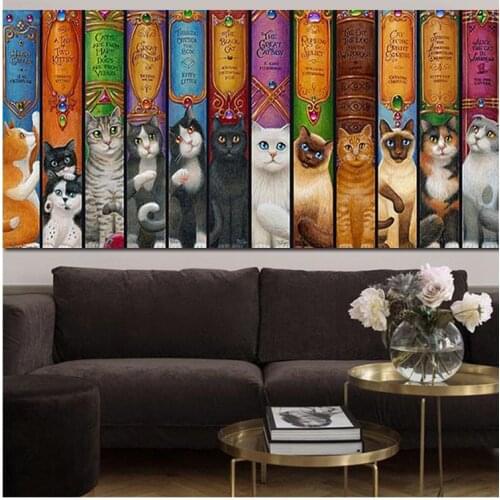 Large Animals Cat Diamond Mosaic Full Square 5d Diy Diamond Embroidery Book for Cats Round Drill home Art Puzzle Diamond Paintin