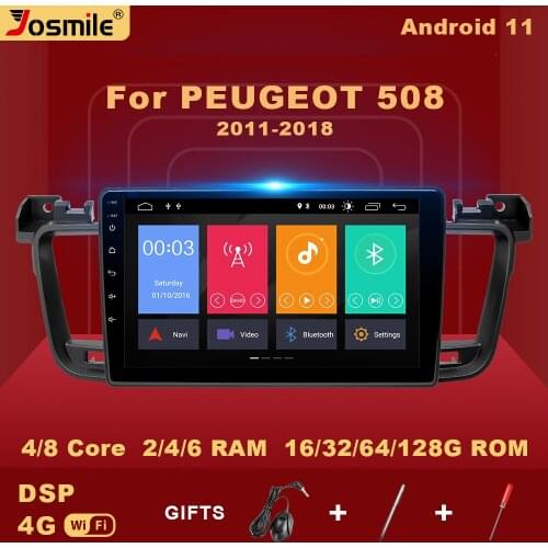 128GB 2 din Android 11 Car Radio For PEUGEOT 508 2011-2018 Multimedia Player GPS Navigation Video Audio Stereo Carplay Wifi DSP