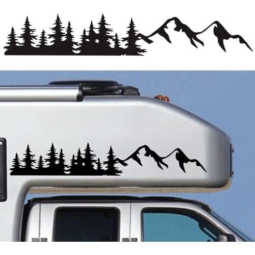 Car Sticker Tree Mountain Waterproof PVC Decal SUV RV Camper Accessories Woodland Timber Car Art Sticker Decoration 150cm