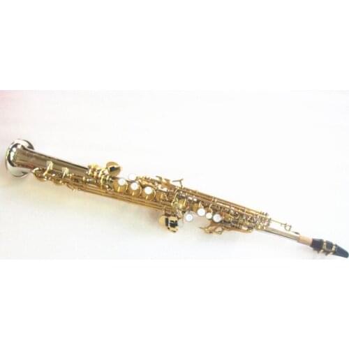 Brand Straight B Tone Split Soprano Saxophone Nickel Silver Plated Gold Key Professional Sax Mouthpiece With Hard Case