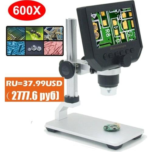 1-600x 3.6MP USB Digital Electronic Microscope Portable 8 LED VGA Microscope With 4.3" HD OLED Screen for pcb motherboard repair