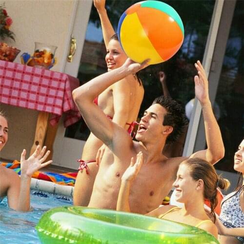 Colorful Inflatable Beach Ball PVC Water Balloons Rainbow-Color Balls Summer Outdoor Beach Swimming Ball Toys Christmas Gift