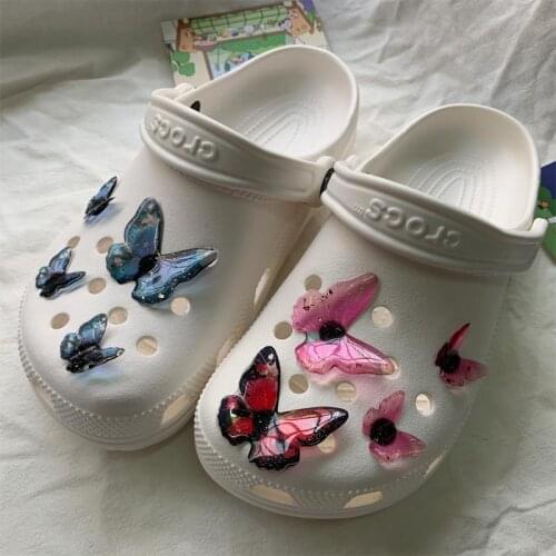 Elegant Women Charms for Crocs DIY Romantic Color Butterfly Clogs Shoes Accesorios Fashion Croc Charms Designer All-match Trend