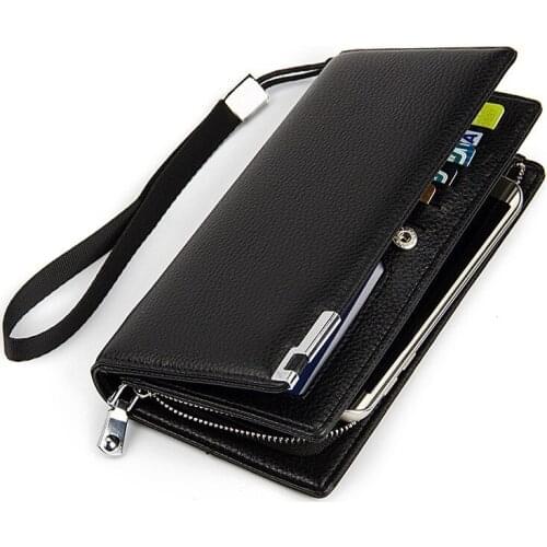 Hot Sale Casual Men Wallets Long Style Snap Button Large Capacity MultiFunction Zipper Phone Bit Credit Card Holder Purse Wallet