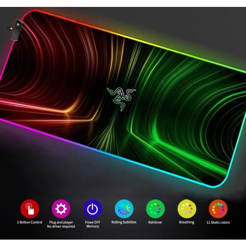Gamer Rug Rgb Gaming Led Lights Razer Viper Rgb Razer Mouse Pad Luminous Pc Accessories Rgb Led Light Mousepad Rgb Backlight Mat