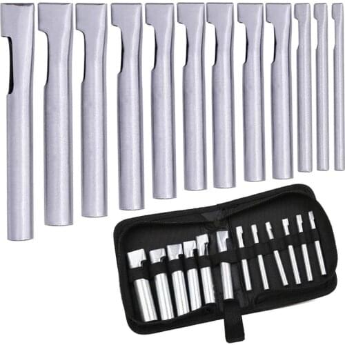 KAOBUY 12 PCS Leather Craft Hole Punch Set Oval Shape Hollow Belt Watch Banding Gasket 2mm-5mm Flat Hole Punch Tools