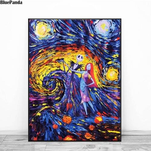 Van Gogh Starry Night Painting Jack Sally Posters And Prints Decorative Wall Art Pictures For Living Room Home Decor