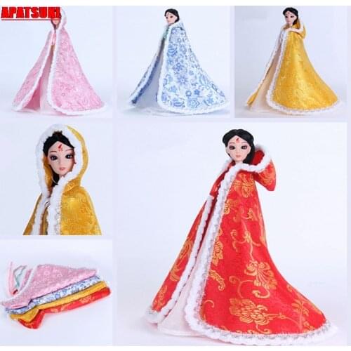 Chinese Ancient Costume Cloak For Barbie Doll Clothes Overcoat Mantle Big Hide Cover Clothing Outfits For 1/6 BJD Doll House Toy