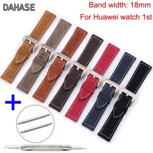 18mm Width Retro Matte Genuine Leather Strap for Huawei Watch 1st Band Bracelet for Huawei Smart Watch 1st Wrist Band