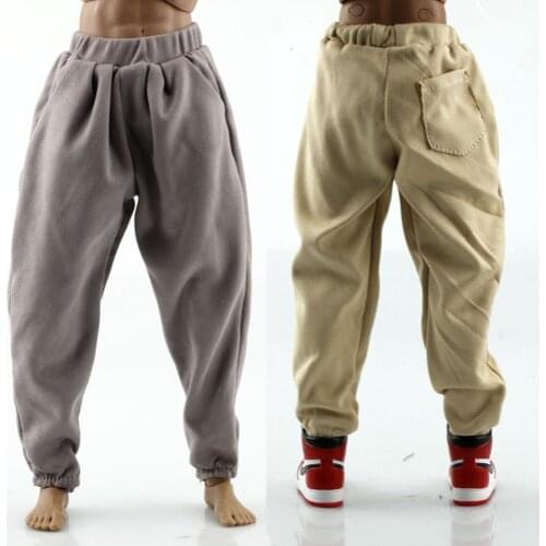 In Stock 1/6 Soldier Figure Pants Hip-hop Loose Casual Turnip Pants Black Warm Gray Light Khaki Clothes for 12 Male Body