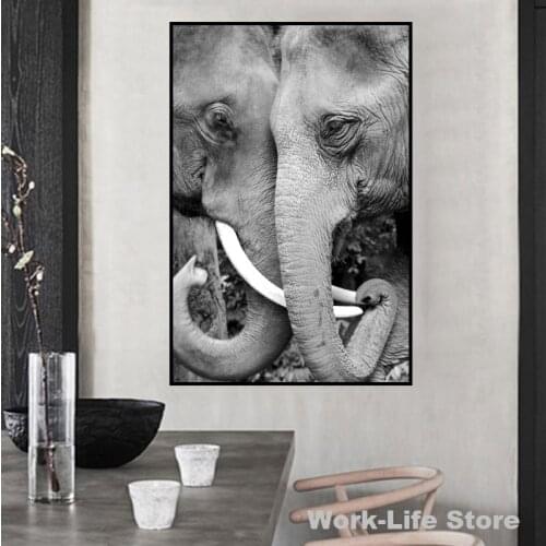 Wall Art Elephants Love Relative Picture Canvas Painting Modern Decoration For Living Room Bedroom Study NO FRAME