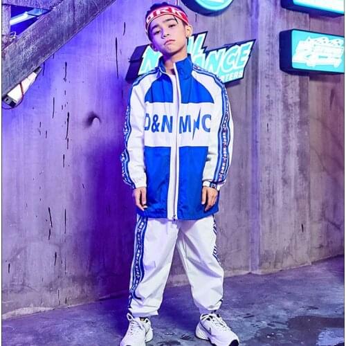 New Jazz Dance Costumes Kids Jacket Pants Sportswear Boys Street Dance Clothing HipHop Set Stage costume 100-170cm height