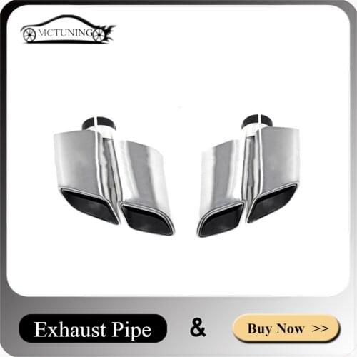 One Pair Car Rear Exhaust Pipe Muffler Tailpipe For Porsche Cayenne Macan Upgraded 2014-2017 Black Silver Muffler Tip Nozzles