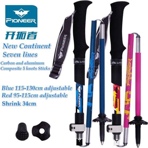 Pioneer New Walking Sticks Adjustable 3 Section Handle Outdoor Hiking Pole Trekking Sticks Climbing Poles US Stick 2PCS