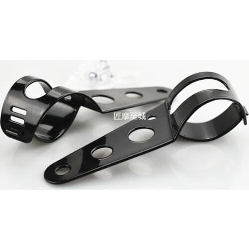 Partol 38-51mm Motorcycle Motorbike Headlight Mounting Bracket Black/silver Head Lamp Holder Fork Chopper Bobber for Cafe Racer
