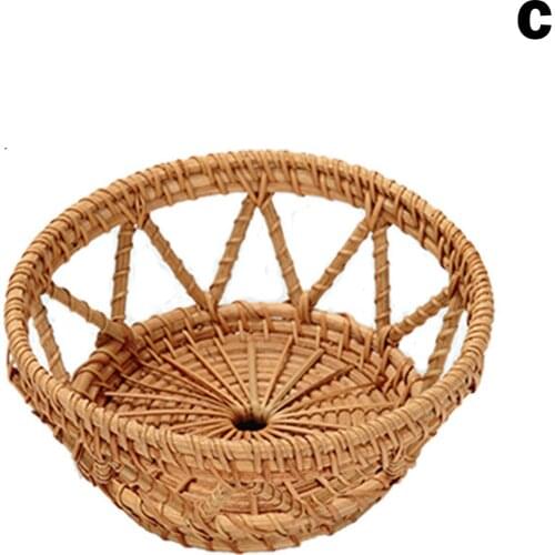 Rattan Woven Tray Convenience Store Handmade Round Basket Food Craft Rattan Tray for Food Fruit Storage NIN668
