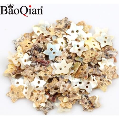 50pcs/Batch Loose Natural Shell Craft 13mm Star Shape Hand-Sewn Buttons For Clothing Decoration Scrapbook Diy Accessories