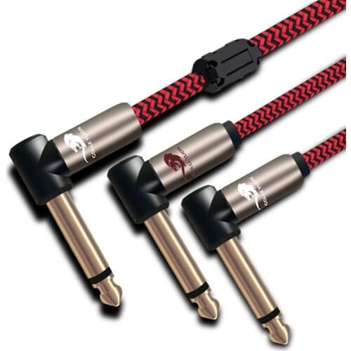 Premium Audio Cable Angle MONO 6.35mm to Dual 6.35mm for Mixing Console Amplifier Guitar 1/4" Jack Splitter Cable 1M 2M 3M 5M 8M